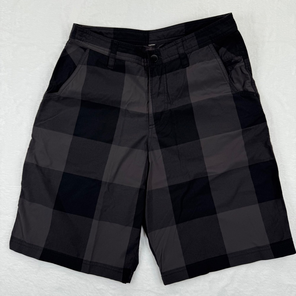 Lululemon Kahuna Mens Plaid Shorts Black Charcoal Athletic Casual Size 32